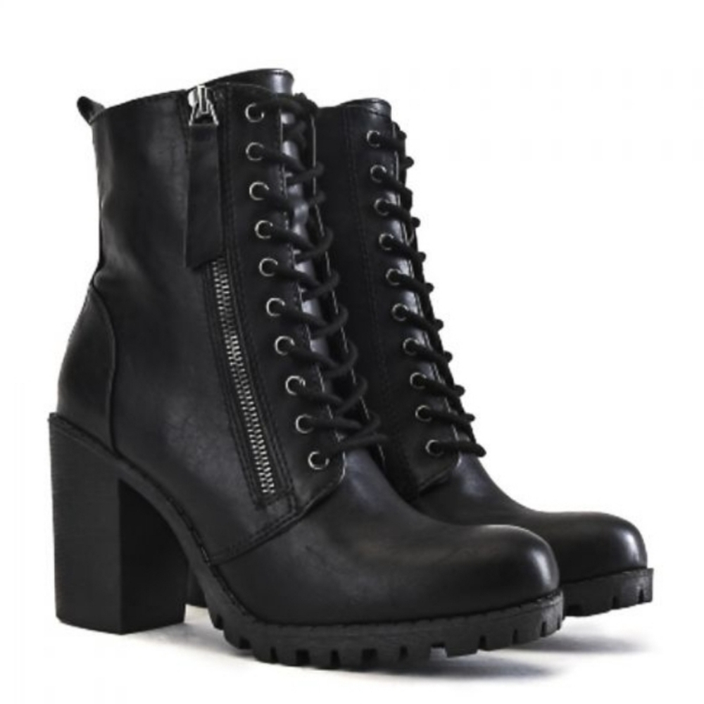Black LACE-UP MALIA Combat Boots